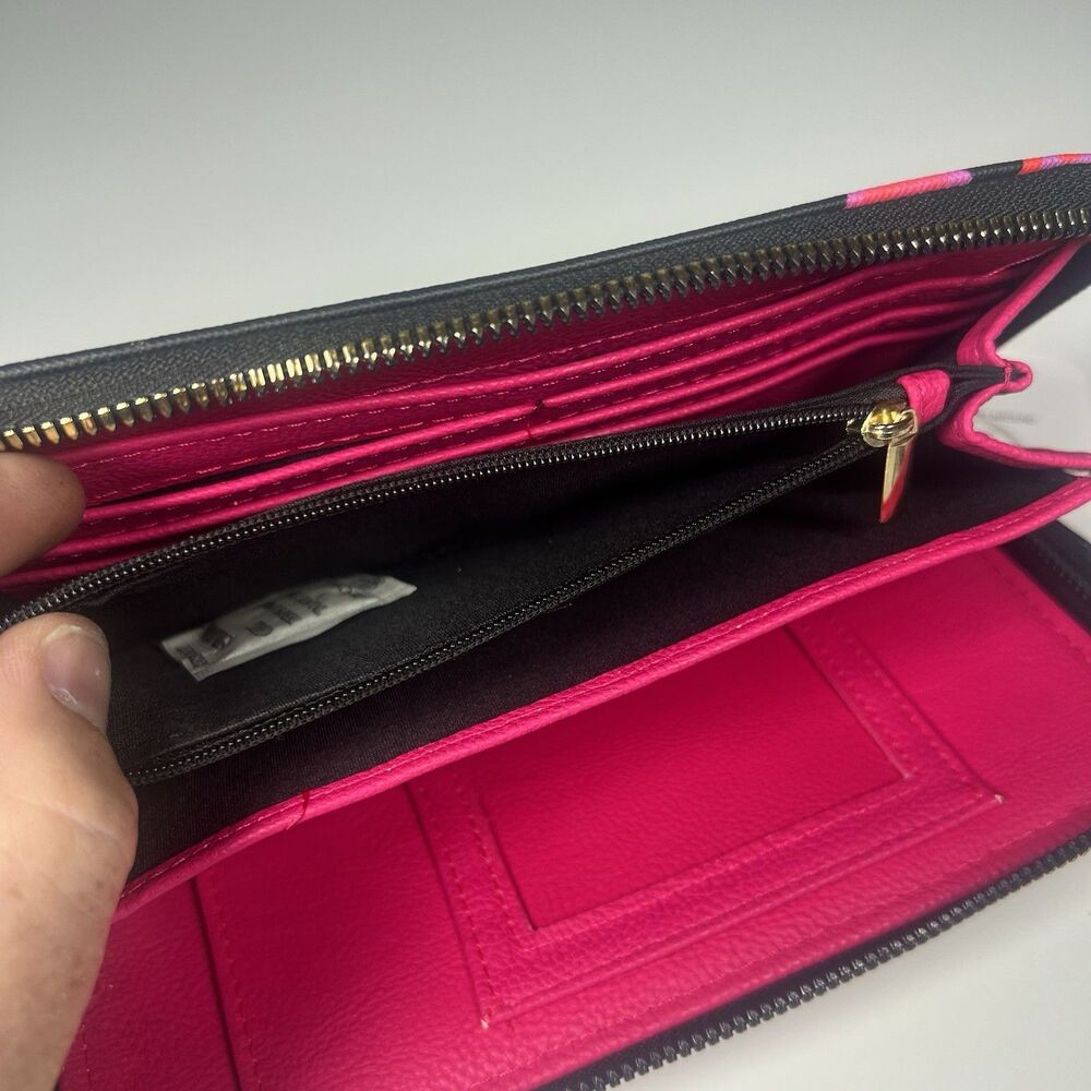 Betsy Johnson Wallet Clutch Purse Lips Saffiano Pink Red Black Zippered NEW NWT - Picture 9 of 11
